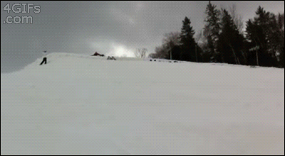 Гифка Массовое сальто на лыжах