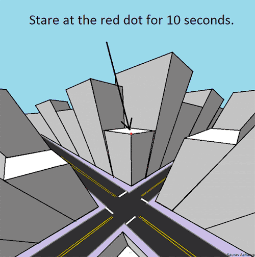 Гифка Оптическая иллюзия - Смотреть 10 секунд на красную точку