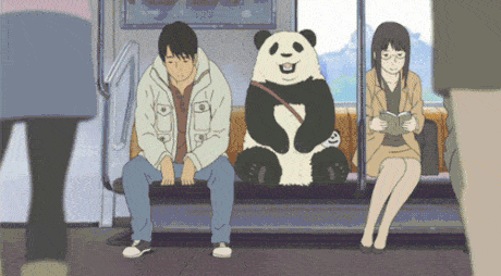 Гифка Поющая панда в метро