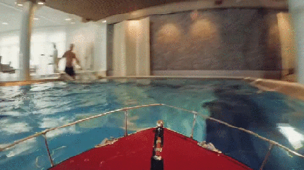 Гифка Хорёк в бассейне