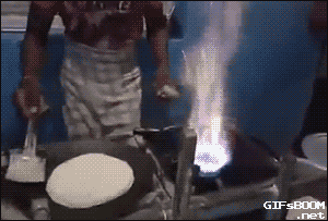 Гифка Приготовление лепёшек на открытом огне