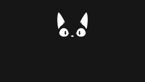 Гифка Черная кошка в тёмной комнате