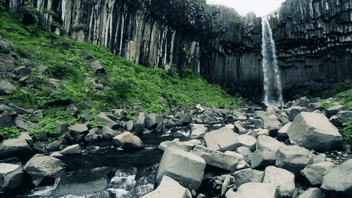 Гифка Водопад в Исландии