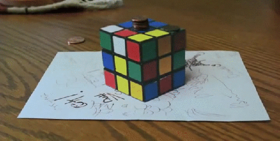 Гифка Иллюзия кубика Рубика