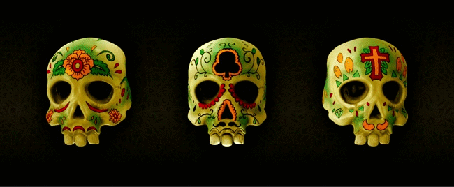 Гифка Мексиканские черепа