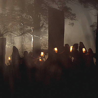 Гифка Ночные танцы в лесу