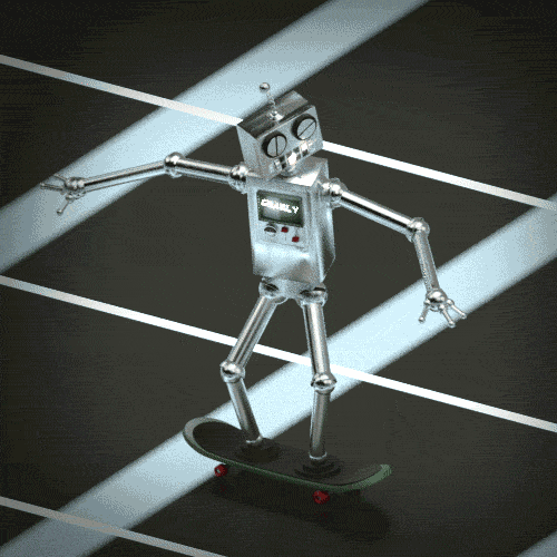 Гифка Робот на скейте