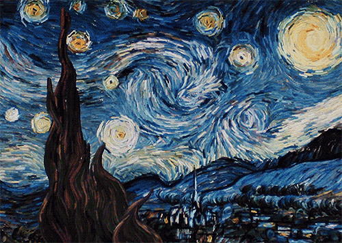 Гифка Звездная ночь ван Гога