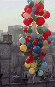 Гифка Полёт на воздушных шарах