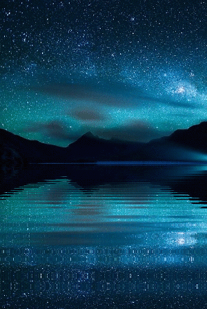 Гифка Ночь на озере