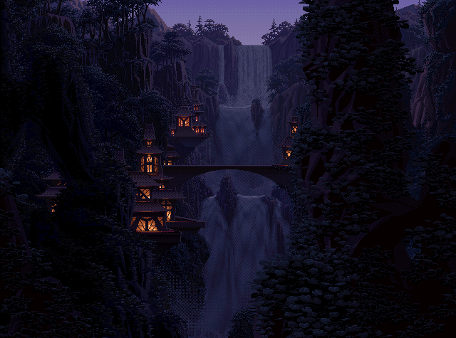 Гифка Вечерний водопад