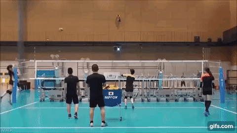 Гифка Роботы-блокировщики для тренировки волейболистов